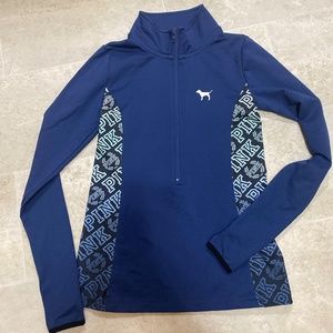 Victoria Secret Pink Ultimate Jacket Size XS Half Zip Pullover Navy Blue